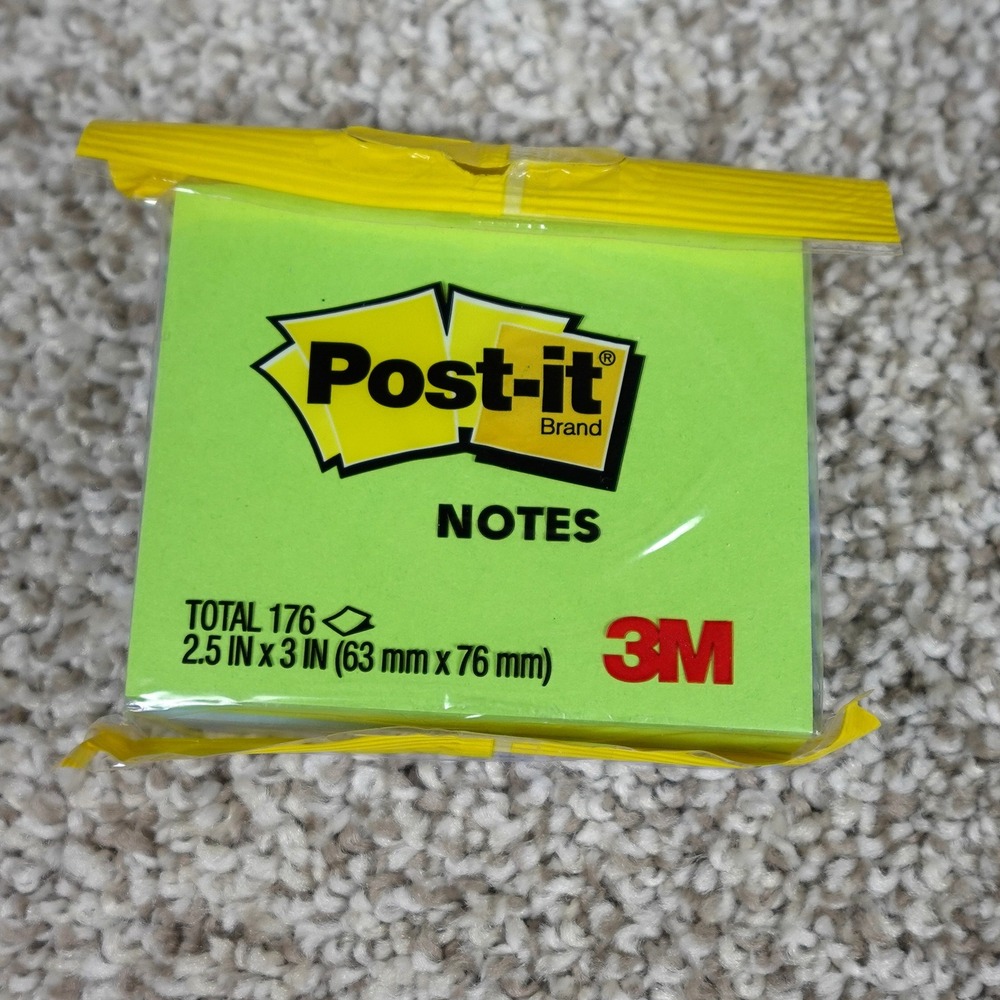 3M Post-it Notes 2.5 x 3 Inch Lime Green and Blue 2 Pack 176 Sheets 6565-DS2pk
